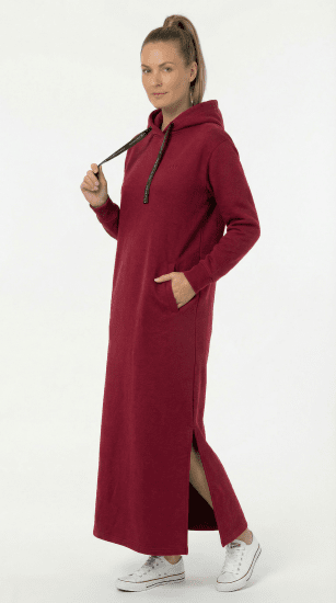 Nora Mikken MARTINA Maxi Hoodie Dress Burgundy - DÁMSKE OBLEČENIE XS-XXL - 