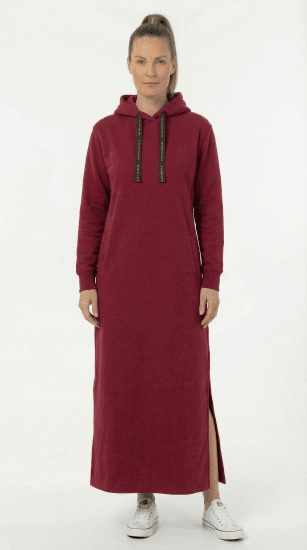 Nora Mikken MARTINA Maxi Hoodie Dress Burgundy - DÁMSKE OBLEČENIE XS-XXL - 