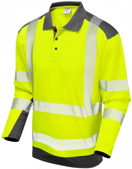 Leo Wringcliff Coolviz Plus L/S Polo Hi-Vis Yellow/Grey - Pracovné odevy - Pracovné Odevy 3XL-6XL