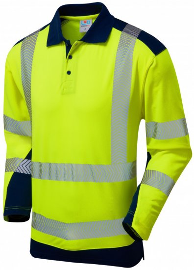 Leo Wringcliff Coolviz Plus L/S Polo Hi-Vis Yellow/Navy - Pracovné odevy - Pracovné Odevy 3XL-6XL