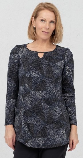 Scandinavian Caramel Triangles Tunic Dark Blue - Potlačené tričká pre ženy - 