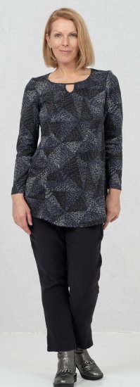 Scandinavian Caramel Triangles Tunic Dark Blue - Potlačené tričká pre ženy - 