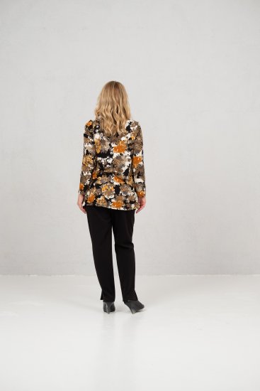 Scandinavian Caramel Flower Petals Tunic Orange and Brown - Potlačené tričká pre ženy - 