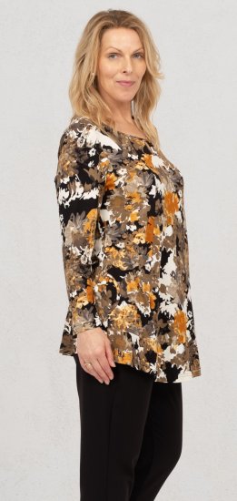 Scandinavian Caramel Flower Petals Tunic Orange and Brown - Potlačené tričká pre ženy - 