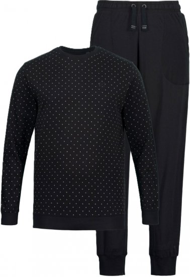 JP1880 Two-piece Pajama Belly Fit Long Sleeve Long Pants Black TALL - PÁNSKE OBLEČENIE MT-6XLT - Veľkosti pre VYSOKÝCH