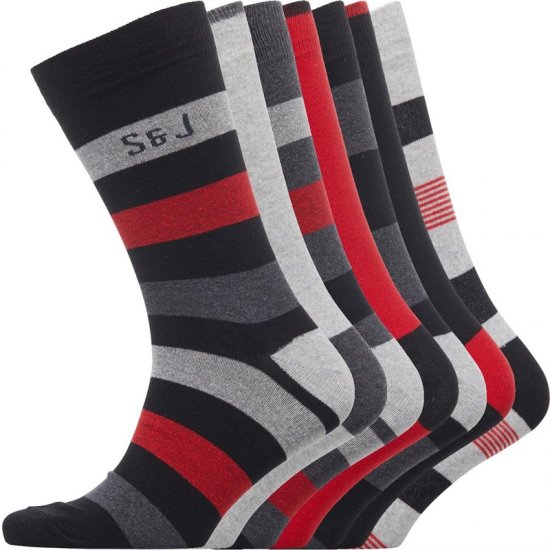 Smith & Jones Red line 7-pack Socks - Spodná bielizeň - Spodné Prádlo 2XL-8XL