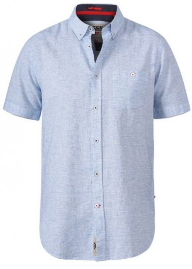 D555 Reid 1 Linen Mix Short Sleeve Shirt Sky Blue - Košele - Košele 2XL-10XL