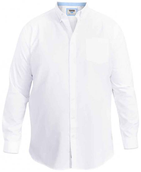 D555 Richard Long Sleeve Oxford Shirt White - Košele - Košele 2XL-10XL