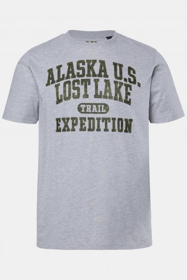JP1880 T-shirt Short Sleeve Chest Print Grey Melange - Tričká - Nadrozmerné tričká - 2XL-14XL