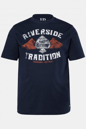 JP1880 T-Shirt Short Sleeve Chest Print Navy - Tričká - Nadrozmerné tričká - 2XL-14XL