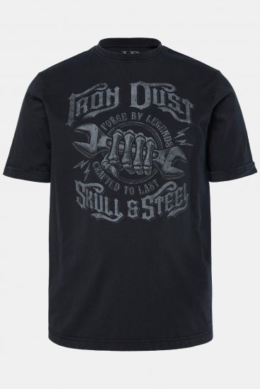 JP1880 T-Shirt Short Sleeve Chest Print Black - Tričká - Nadrozmerné tričká - 2XL-14XL