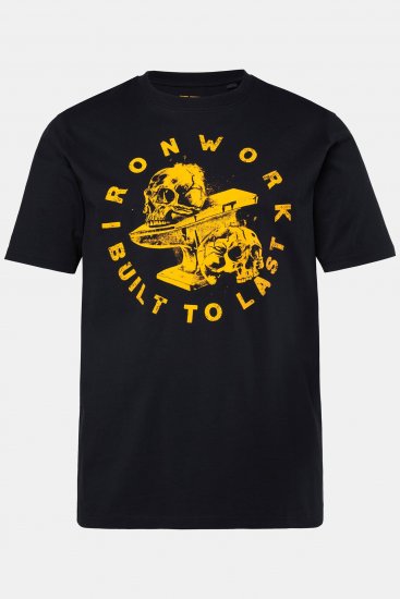 JP1880 T-Shirt Short Sleeve Chest Print Skulls Black - Tričká - Nadrozmerné tričká - 2XL-14XL