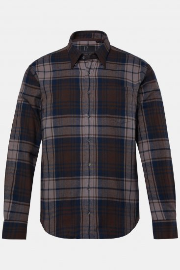 JP1880 Shirt Flannel Long Sleeve Brown TALL - PÁNSKE OBLEČENIE MT-6XLT - Veľkosti pre VYSOKÝCH