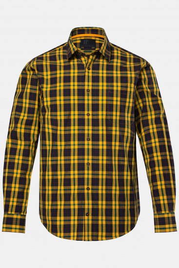 JP1880 Checked Shirt Long Sleeve Kent Collar Curry - Košele - Košele 2XL-10XL