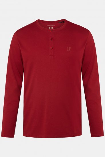 JP1880 Henley T-shirt Long Sleeve Red - Tričká - Nadrozmerné tričká - 2XL-14XL