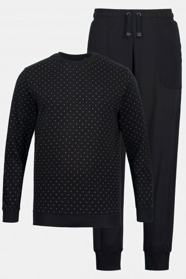 JP1880 Two-piece Pajama Belly Fit Long Sleeve Long Pants Black TALL - PÁNSKE OBLEČENIE MT-6XLT - Veľkosti pre VYSOKÝCH