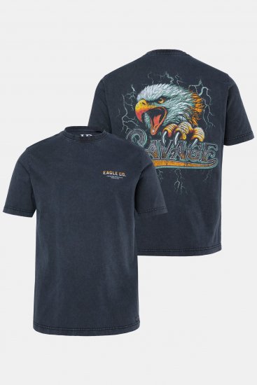 JP1880 T-Shirt Short Sleeve Back Print Vintage Black - Tričká - Nadrozmerné tričká - 2XL-14XL