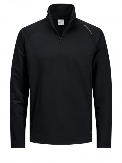 Jack & Jones Running Half Zip Sweat Black - Mikiny & mikiny bez kapucne - Mikiny & Mikiny s Kapucňou 2XL-12XL