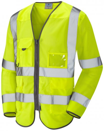 Leo Burrington Coolviz Superior Long Sleeve Waistcoat Hi-Vis Yellow - Pracovné odevy - Pracovné Odevy 3XL-6XL
