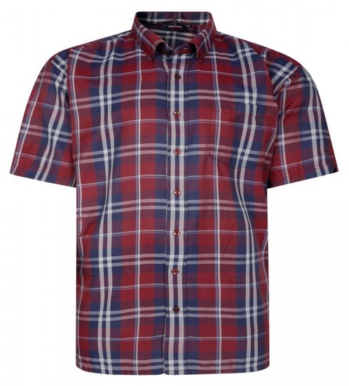 Espionage SH447 Károvaná košeľa burgundy - Košele - Košele 2XL-10XL