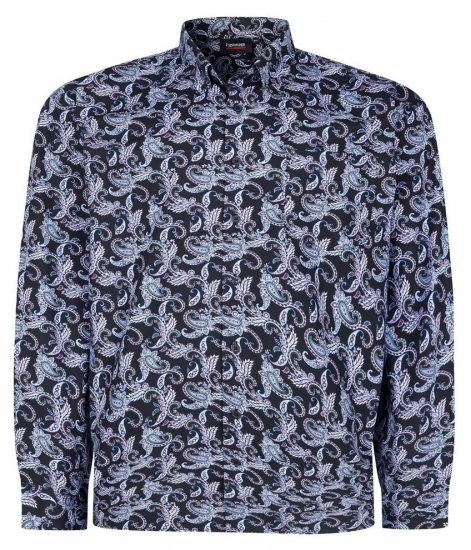 Espionage SH459 Paisley Košeľa s dlhým rukávom námornícka modrá/print - Košele - Košele 2XL-10XL