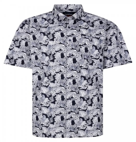 Espionage SH462 Košeľa s potlačou listov námornícka modrá/biela - Košele - Košele 2XL-10XL