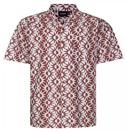 Espionage SH466 Abstract Sun Košeľa s potlačou ecru/červená - Košele - Košele 2XL-10XL