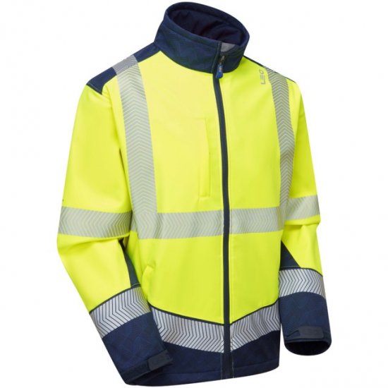 Leo Bowden Ecoviz Softshell Jacket Hi-Vis Yellow/Navy Print - Pracovné odevy - Pracovné Odevy 3XL-6XL