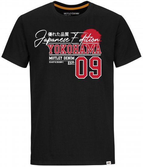 Motley Denim Sterling T-shirt Red on Black - Tričká - Nadrozmerné tričká - 2XL-14XL