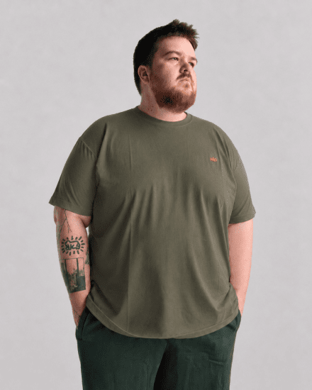 Motley Denim Stockholm T-shirt Dark Khaki - Tričká - Nadrozmerné tričká - 2XL-14XL