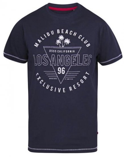D555 Stoke Los Angeles Beach Printed T-Shirt Navy - Tričká - Nadrozmerné tričká - 2XL-14XL