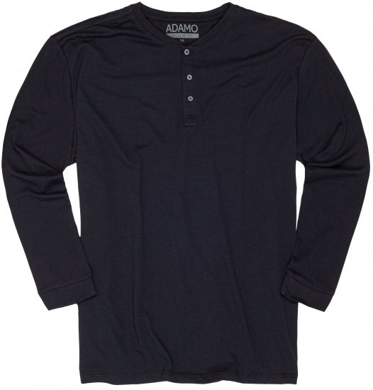 Adamo Sven Regular fit Serafino Long sleeve T-shirt Navy - Tričká - Nadrozmerné tričká - 2XL-14XL