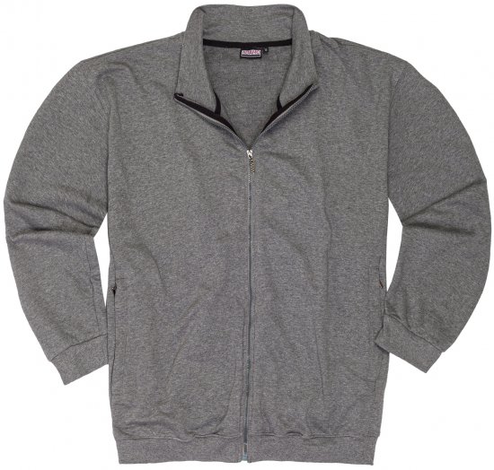 Adamo Athen Sweat Jacket with Full Zipper Grey - Mikiny & mikiny bez kapucne - Mikiny & Mikiny s Kapucňou 2XL-12XL