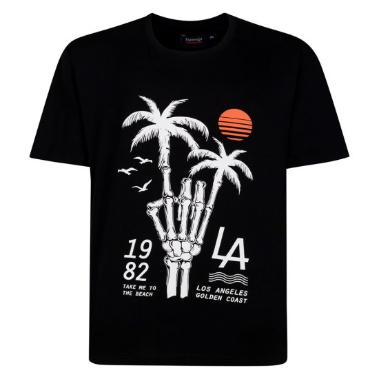 Espionage T448 skeleton palm tričko s potlačou čierna - Tričká - Nadrozmerné tričká - 2XL-14XL