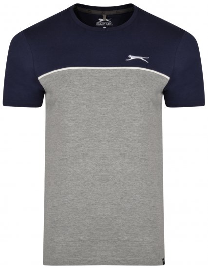 Slazenger Tarique T-shirt Navy/Grey - Tričká - Nadrozmerné tričká - 2XL-14XL