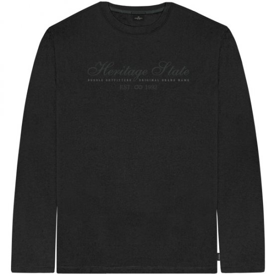 Double Outfitters TS-9171 Long Sleeve T-Shirt Embroidered Black - Tričká - Nadrozmerné tričká - 2XL-14XL
