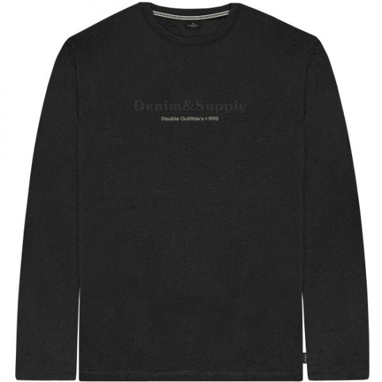 Double Outfitters TS-9173 Long Sleeve T-Shirt Embossed Black - Tričká - Nadrozmerné tričká - 2XL-14XL