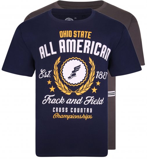 Kam Jeans 5329 Twin pack T-shirt Charcoal/Navy - Tričká - Nadrozmerné tričká - 2XL-14XL