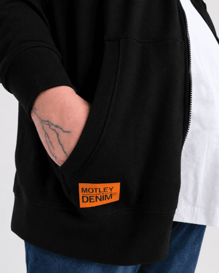 Motley Denim Copenhagen Hoodie Black - Mikiny & mikiny bez kapucne - Mikiny & Mikiny s Kapucňou 2XL-12XL