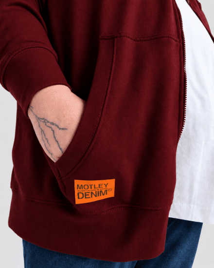 Motley Denim Copenhagen Hoodie Red - Mikiny & mikiny bez kapucne - Mikiny & Mikiny s Kapucňou 2XL-12XL