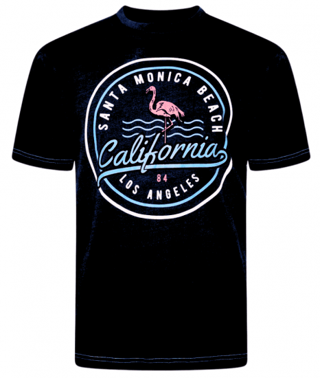 Kam Jeans 5707 Santa Monica Tee Black - Tričká - Nadrozmerné tričká - 2XL-14XL