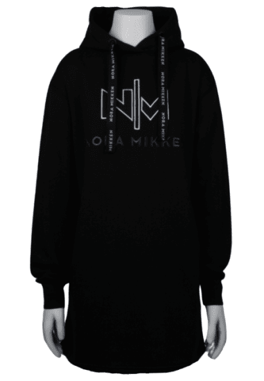 Nora Mikken KADRI WHITE Long Hoodie Black - Mikiny & Mikiny bez kapucne - 