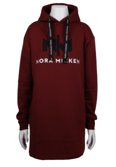 Nora Mikken KADRI Long Hoodie Burgundy - Mikiny & mikiny bez kapucne - 