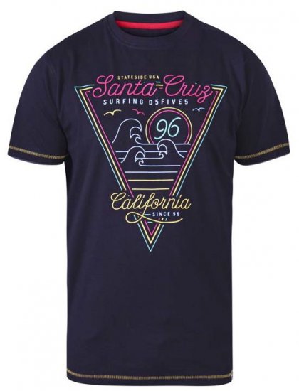 D555 Valley Santa Cruz Crew Neck Printed T-Shirt Black - Tričká - Nadrozmerné tričká - 2XL-14XL